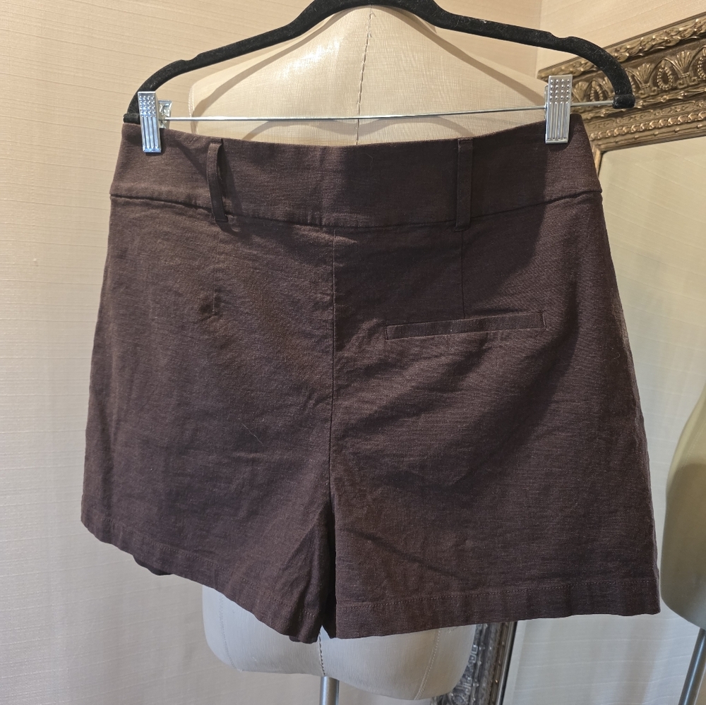 Express Brown Super High Rise Linen Blend Shorts.  Sz 12.  NWOT. - Picture 4 of 7